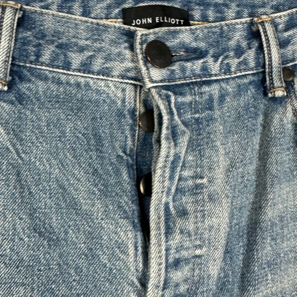 John Elliott Jeans Mens 32 Blue Japanese Denim Slim Straight Button Fly 5-Pocket